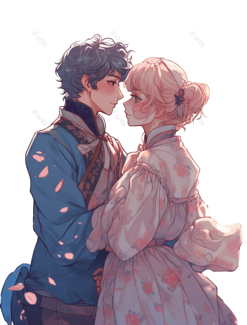 卡通图片,牵手元素,插画PNG,女人免抠素材